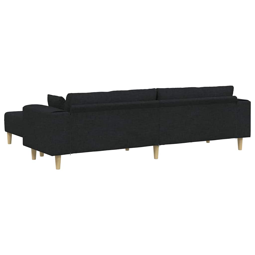 Stoffsofa mit Kissen Schwarz 208 cm Stoff