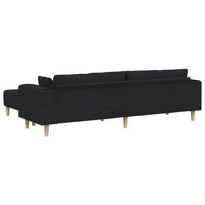 Stoffsofa mit Kissen Schwarz 208 cm Stoff