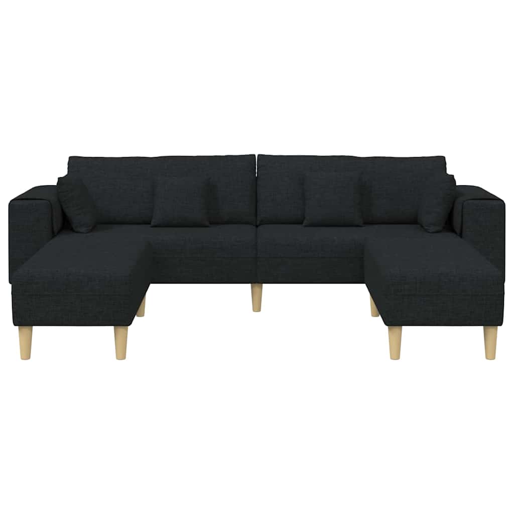 Stoffsofa mit Kissen Schwarz 208 cm Stoff