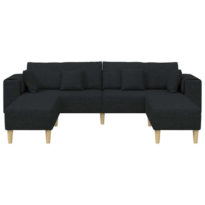 Stoffsofa mit Kissen Schwarz 208 cm Stoff