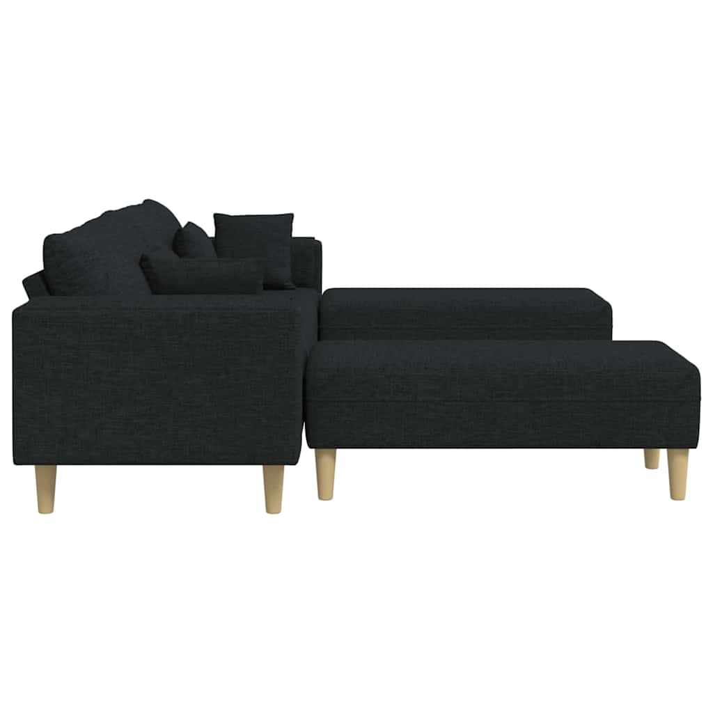 Stoffsofa mit Kissen Schwarz 208 cm Stoff