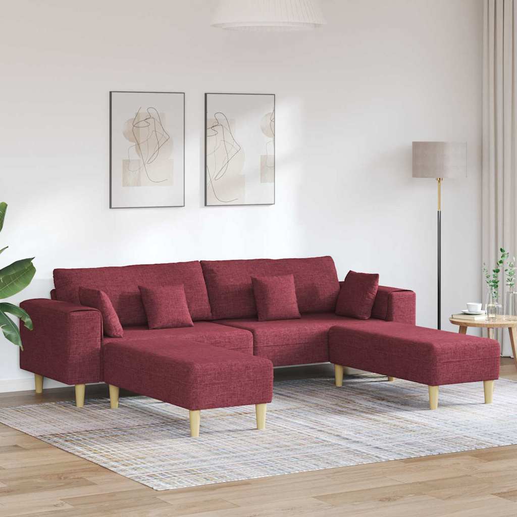 Stoffsofa mit Kissen Weinrot 208 cm Stoff