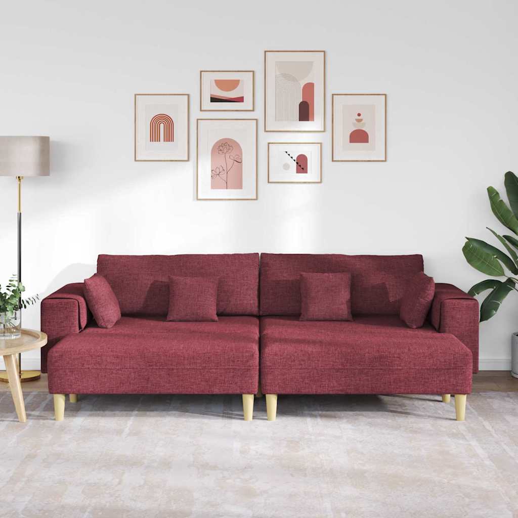 Stoffsofa mit Kissen Weinrot 208 cm Stoff