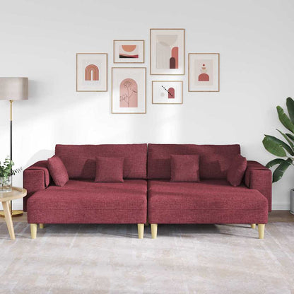 Stoffsofa mit Kissen Weinrot 208 cm Stoff