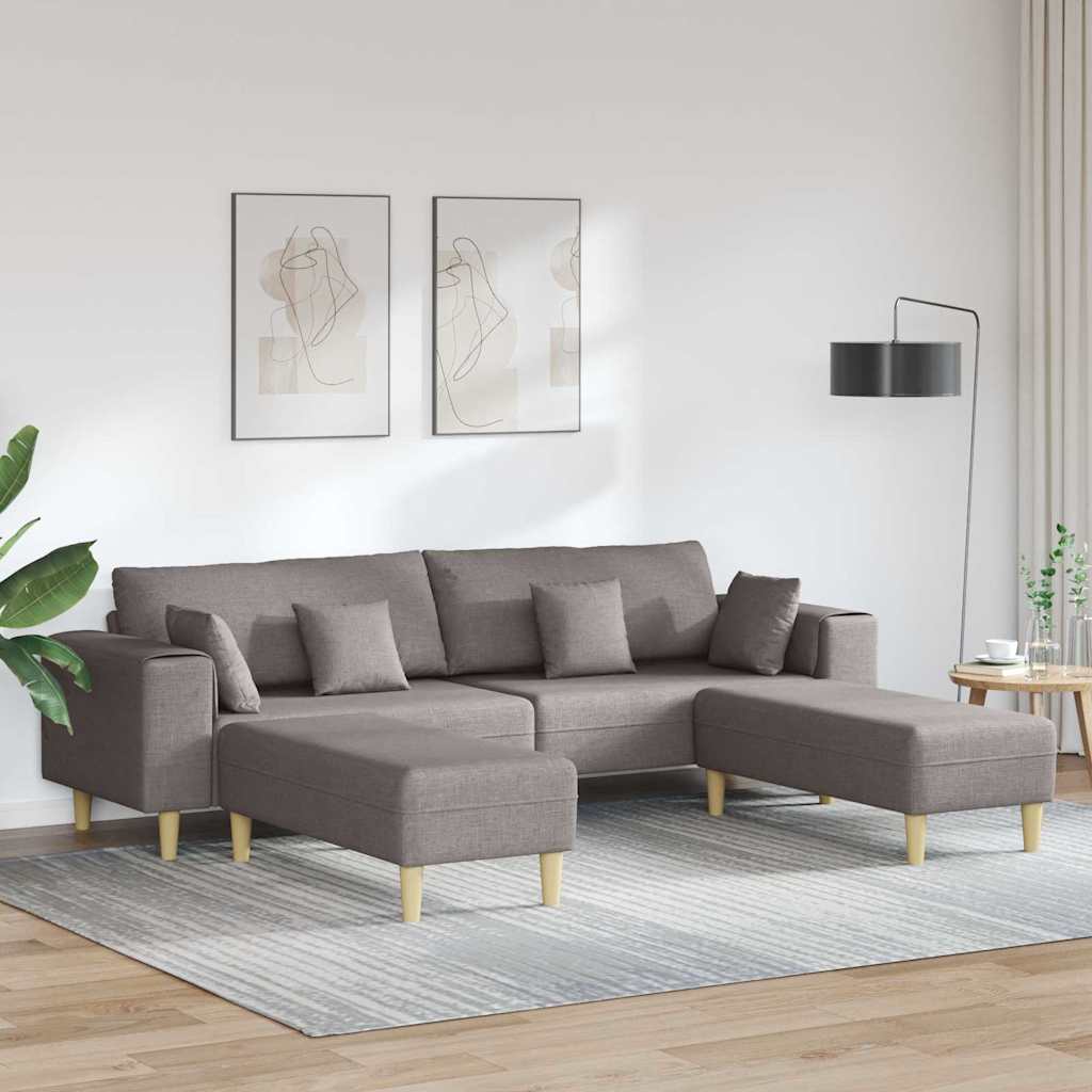 Stoffsofa mit Kissen Taupe 208 cm Stoff
