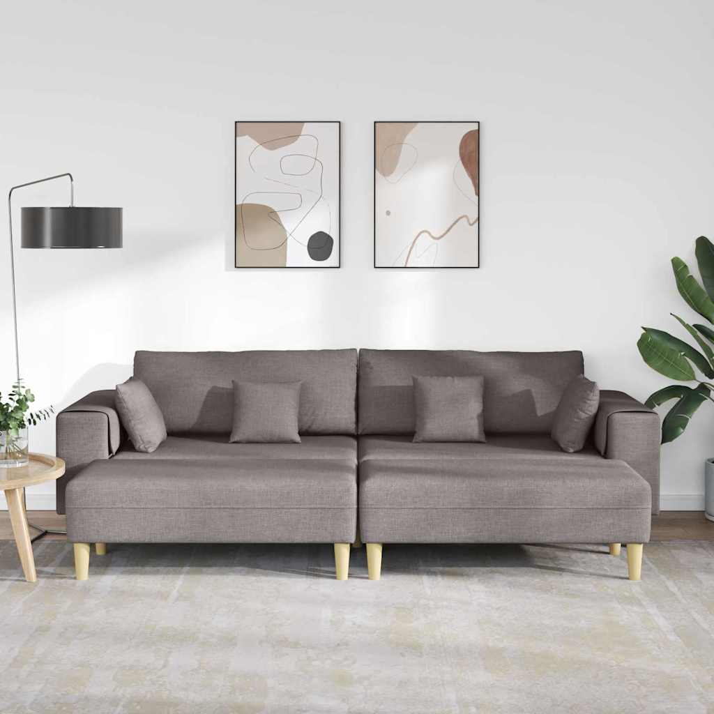Stoffsofa mit Kissen Taupe 208 cm Stoff