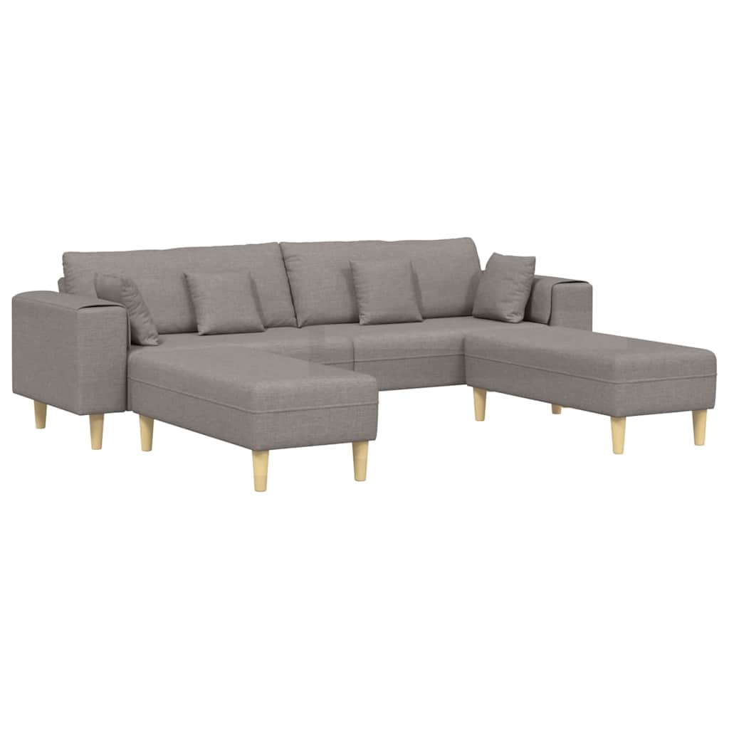 Stoffsofa mit Kissen Taupe 208 cm Stoff