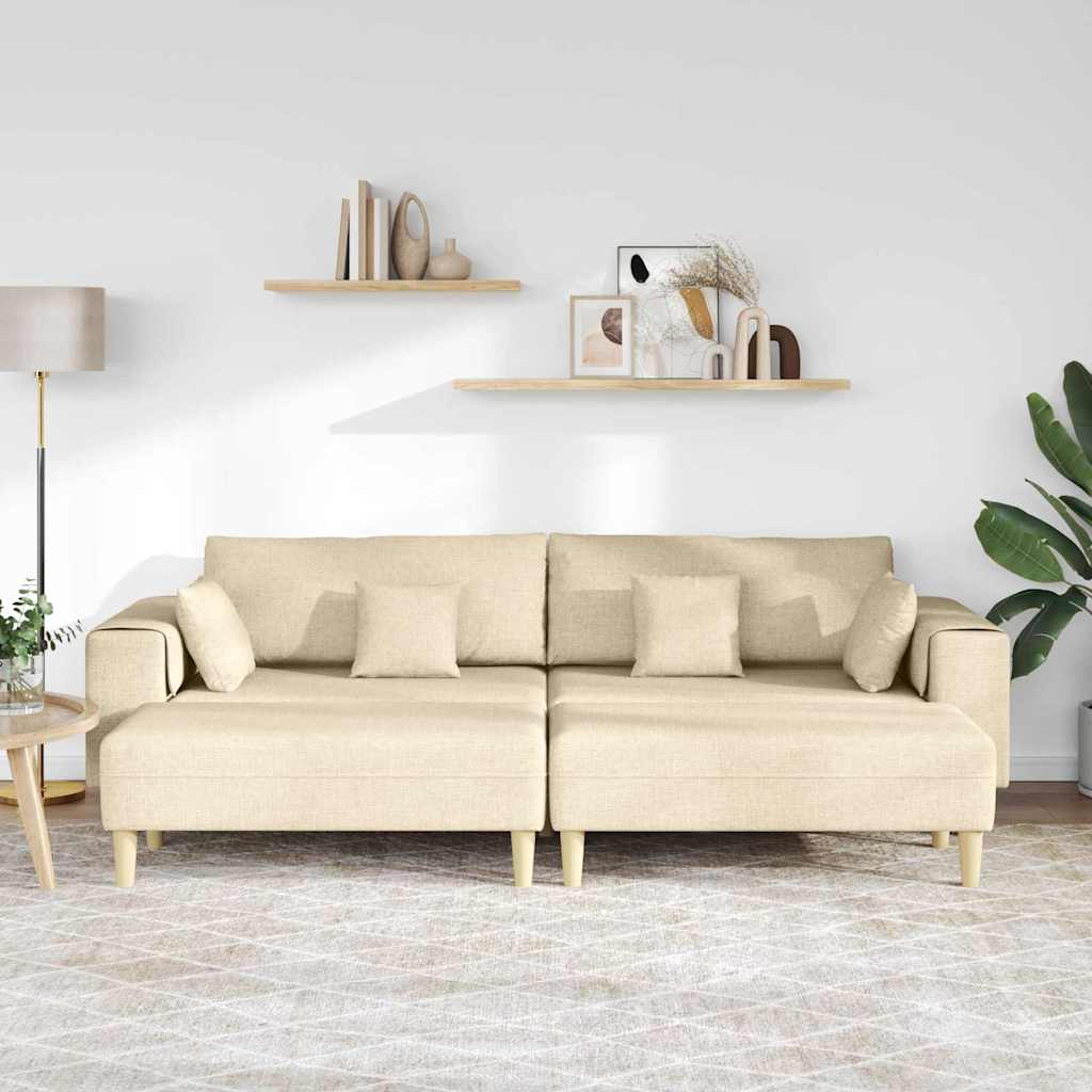 Stoffsofa mit Kissen Creme 208 cm Stoff