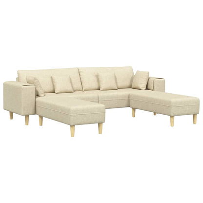 Stoffsofa mit Kissen Creme 208 cm Stoff