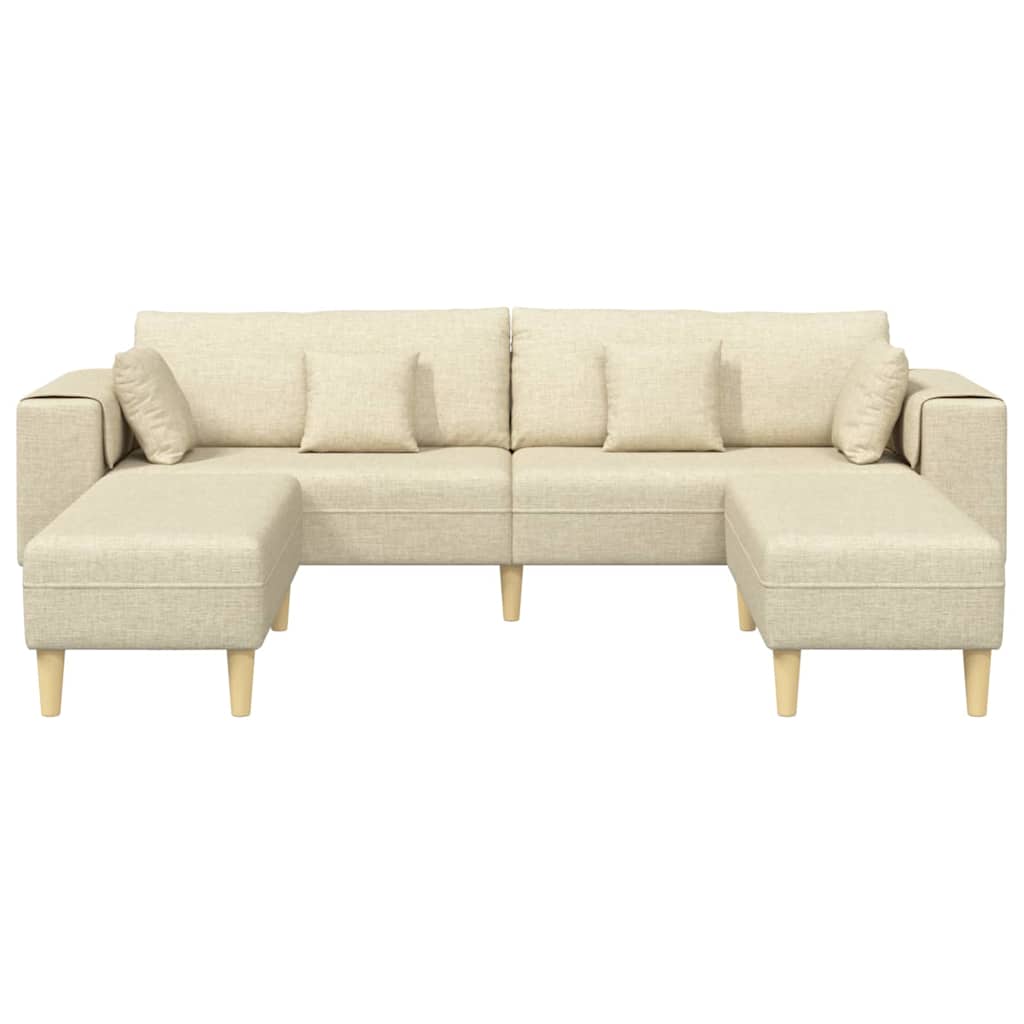 Stoffsofa mit Kissen Creme 208 cm Stoff