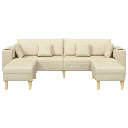 Stoffsofa mit Kissen Creme 208 cm Stoff