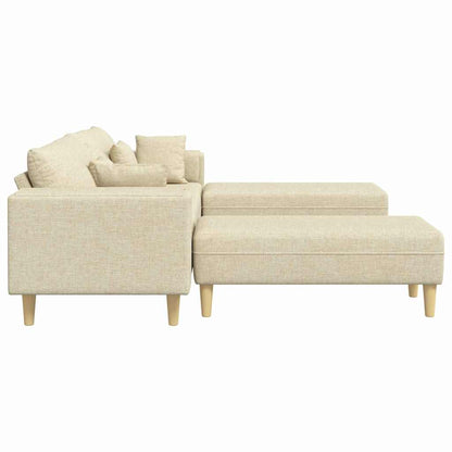 Stoffsofa mit Kissen Creme 208 cm Stoff