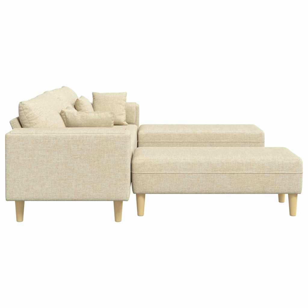 Stoffsofa mit Kissen Creme 208 cm Stoff