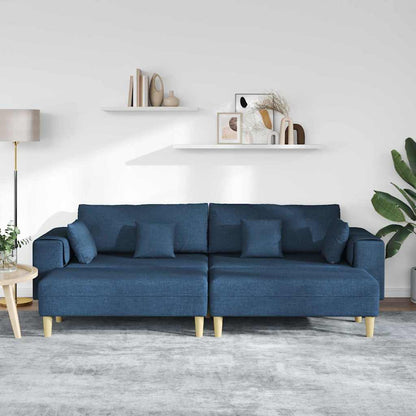 Stoffsofa mit Kissen Blau 208 cm Stoff