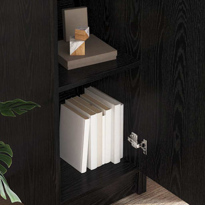 Schreibtisch mit Stauraum mit Regal 2 pcs Schwarz Eichen-Optik