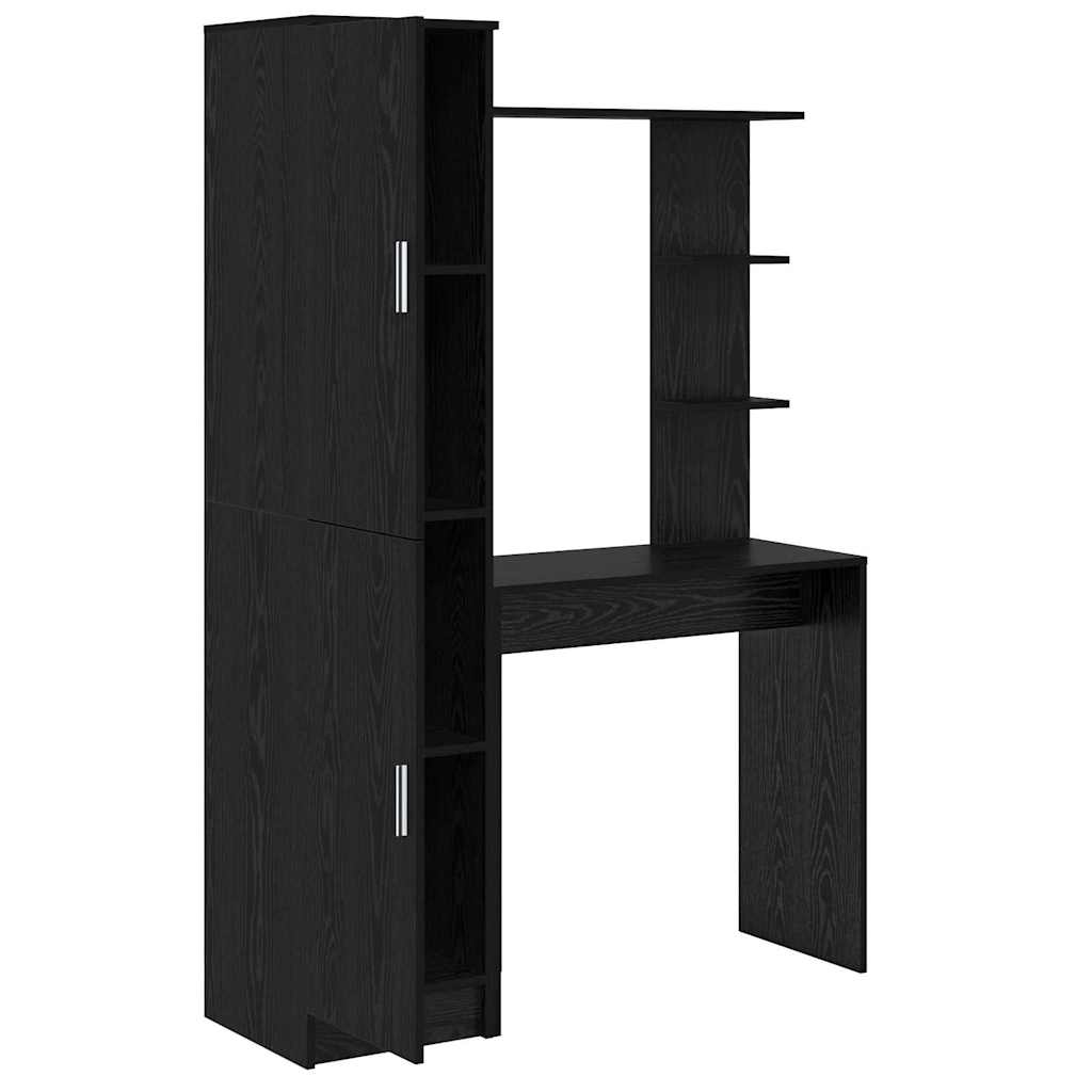 Schreibtisch mit Stauraum mit Regal 2 pcs Schwarz Eichen-Optik