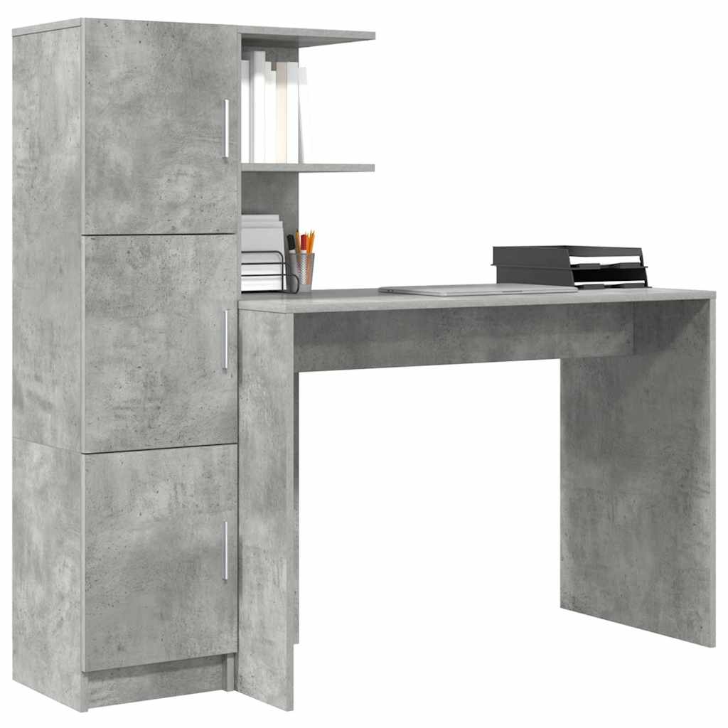 Schreibtisch mit Stauraum 2 pcs Beton Grau 102 x 50 x 124 cm
