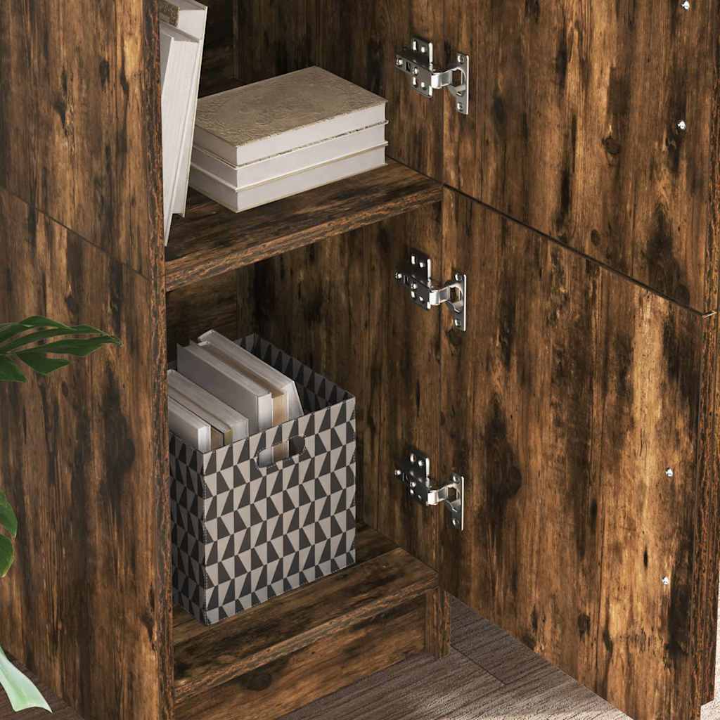 Schreibtisch mit Stauraum mit Regal 2 pcs Geräucherte Eiche