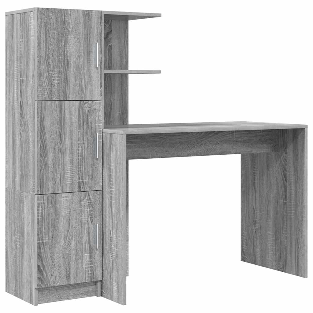 Schreibtisch mit Stauraum 2 pcs Grau Sonoma 102 x 50 x 124 cm
