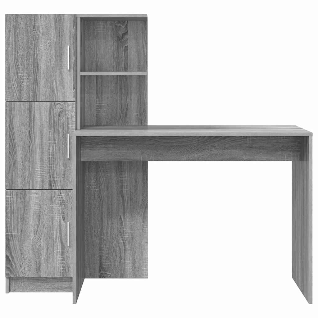 Schreibtisch mit Stauraum 2 pcs Grau Sonoma 102 x 50 x 124 cm