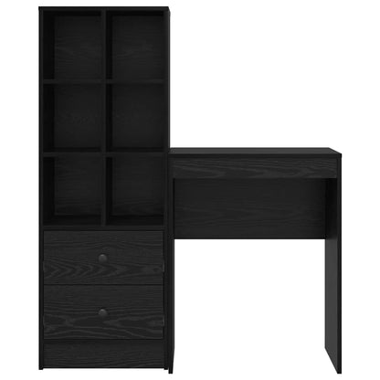 Schreibtisch mit Stauraum mit Regal 2 pcs Schwarz Eichen-Optik
