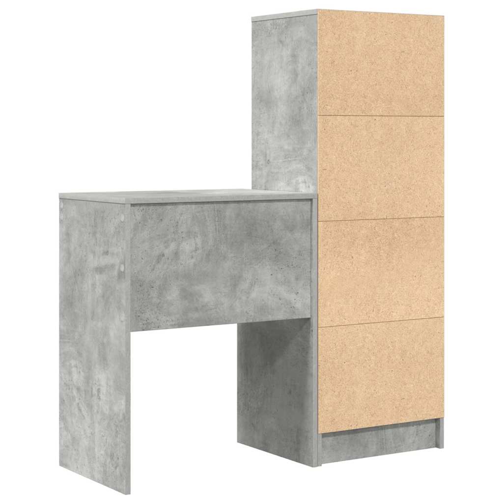 Schreibtisch mit Stauraum 2 pcs Beton Grau 45,5 x 34 x 127 cm