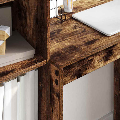 Schreibtisch mit Stauraum mit Regal 2 pcs Geräucherte Eiche