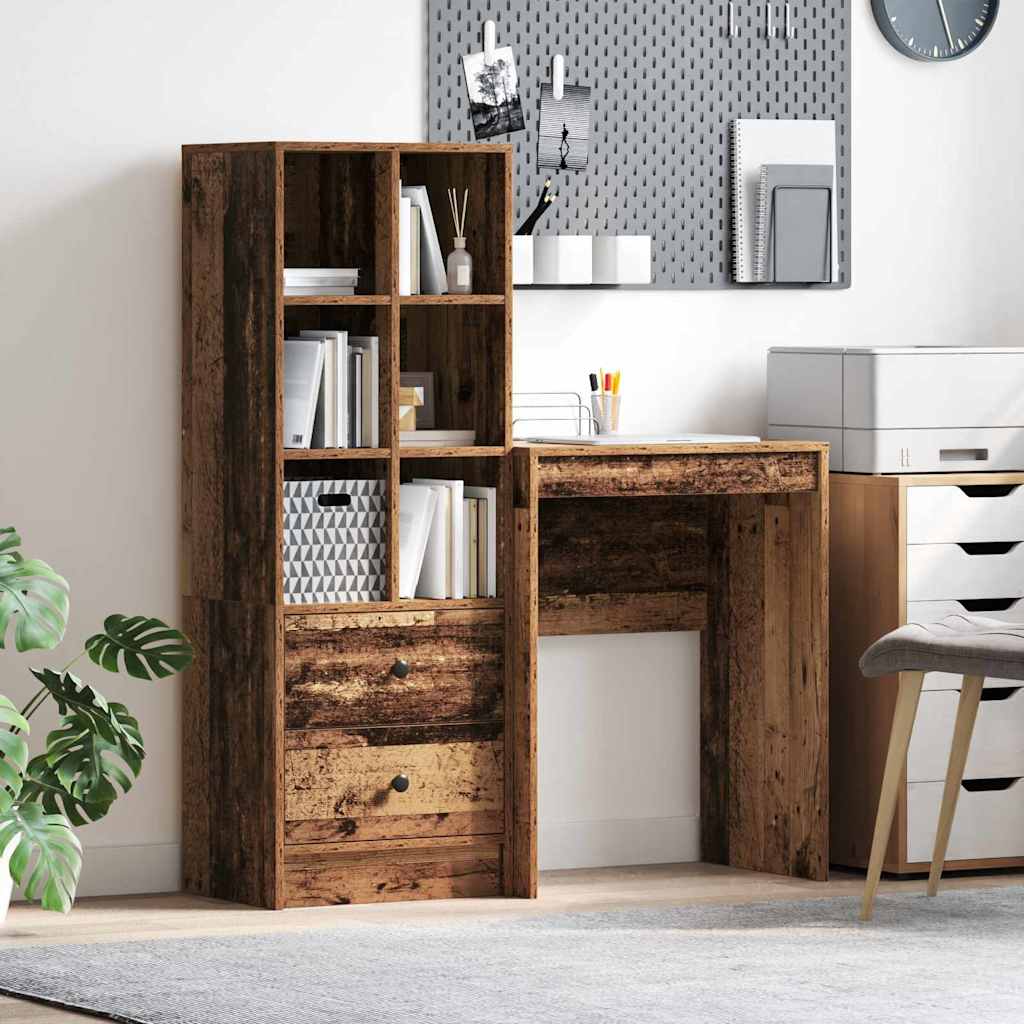 Schreibtisch mit Stauraum 2 pcs Altholz 45,5 x 34 x 127 cm