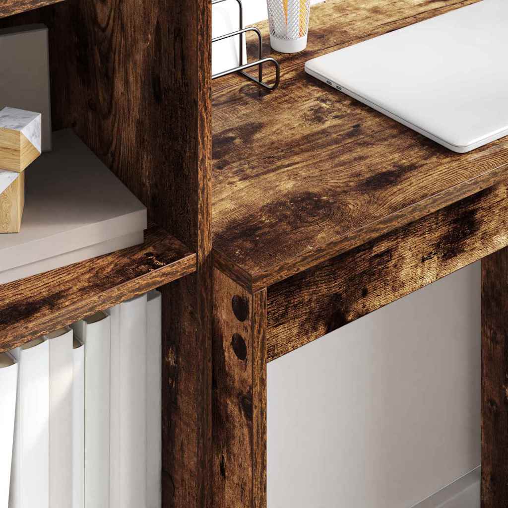 Schreibtisch mit Stauraum mit Regal 2 pcs Geräucherte Eiche