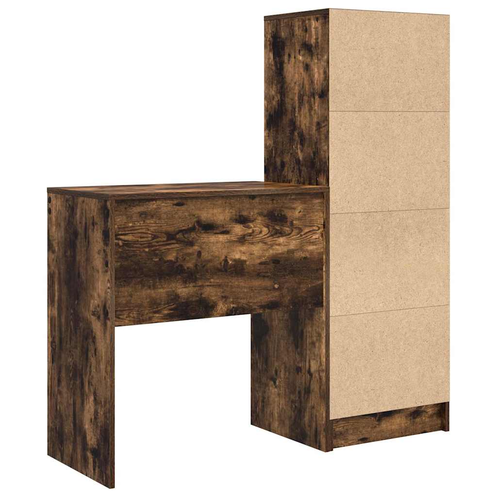 Schreibtisch mit Stauraum mit Regal 2 pcs Geräucherte Eiche