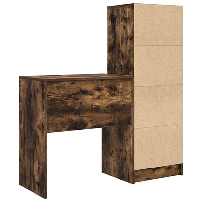 Schreibtisch mit Stauraum mit Regal 2 pcs Geräucherte Eiche