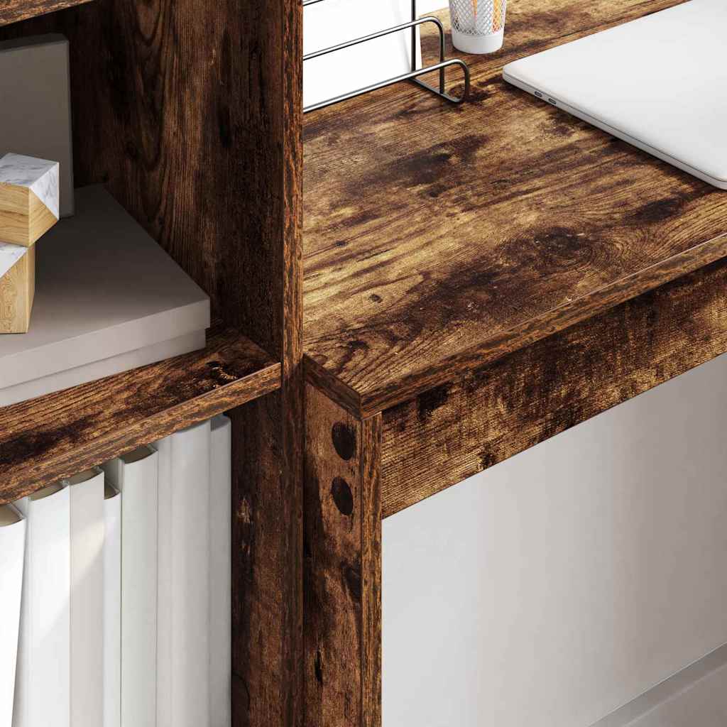 Schreibtisch mit Stauraum mit Regal 2 pcs Geräucherte Eiche