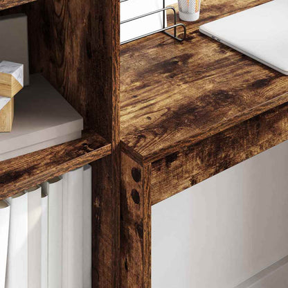 Schreibtisch mit Stauraum mit Regal 2 pcs Geräucherte Eiche