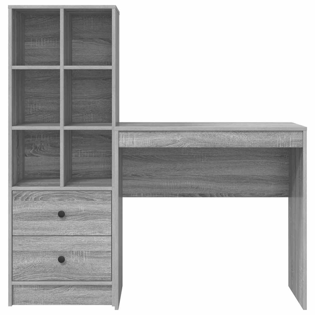 Schreibtisch mit Stauraum 2 pcs Grau Sonoma 80 x 40 x 76 cm