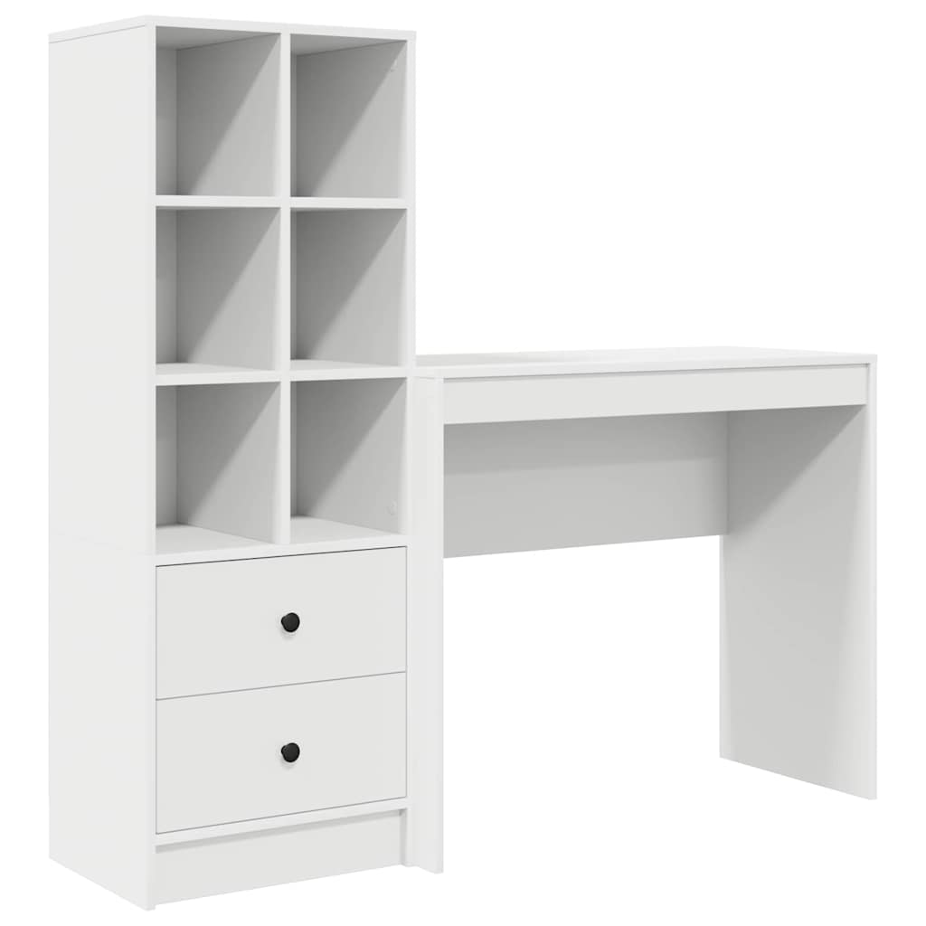 Schreibtisch mit Stauraum mit Regal 2 pcs Weiß 90 x 40 x 76 cm