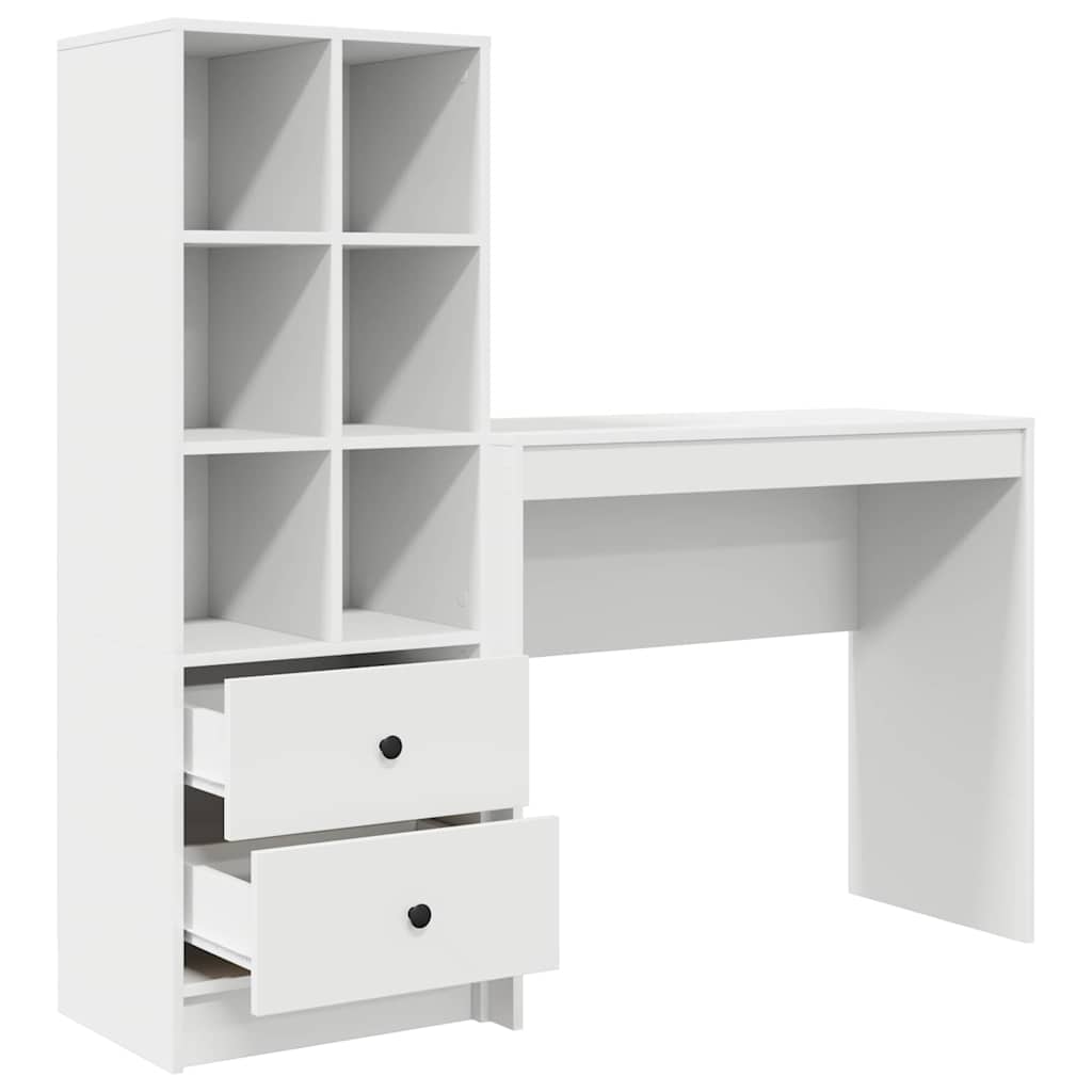 Schreibtisch mit Stauraum mit Regal 2 pcs Weiß 90 x 40 x 76 cm