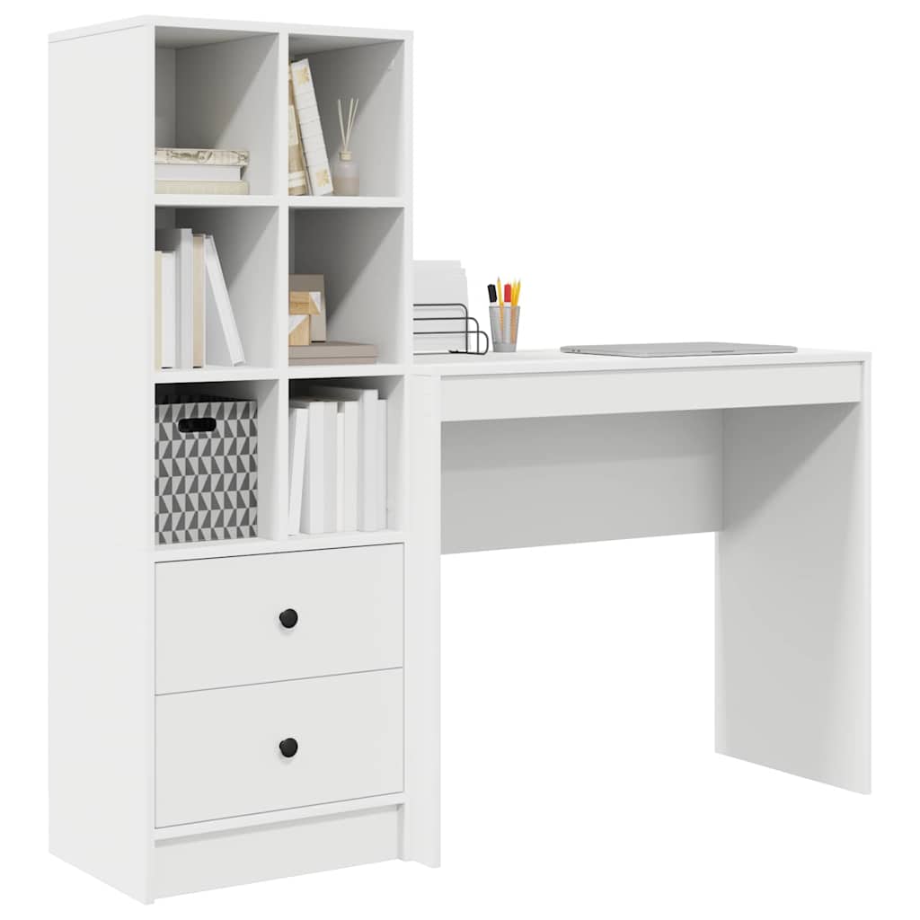 Schreibtisch mit Stauraum mit Regal 2 pcs Weiß 90 x 40 x 76 cm