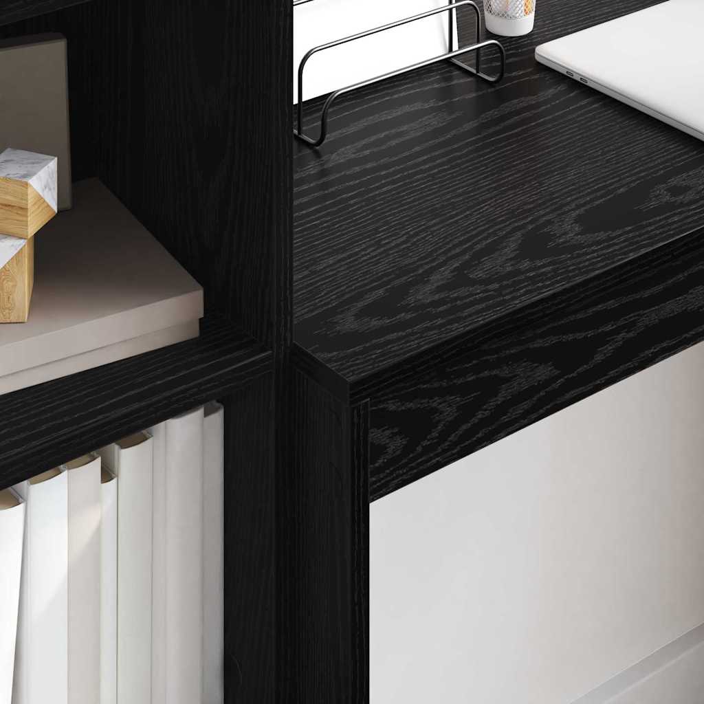 Schreibtisch mit Stauraum mit Regal 2 pcs Schwarz Eichen-Optik