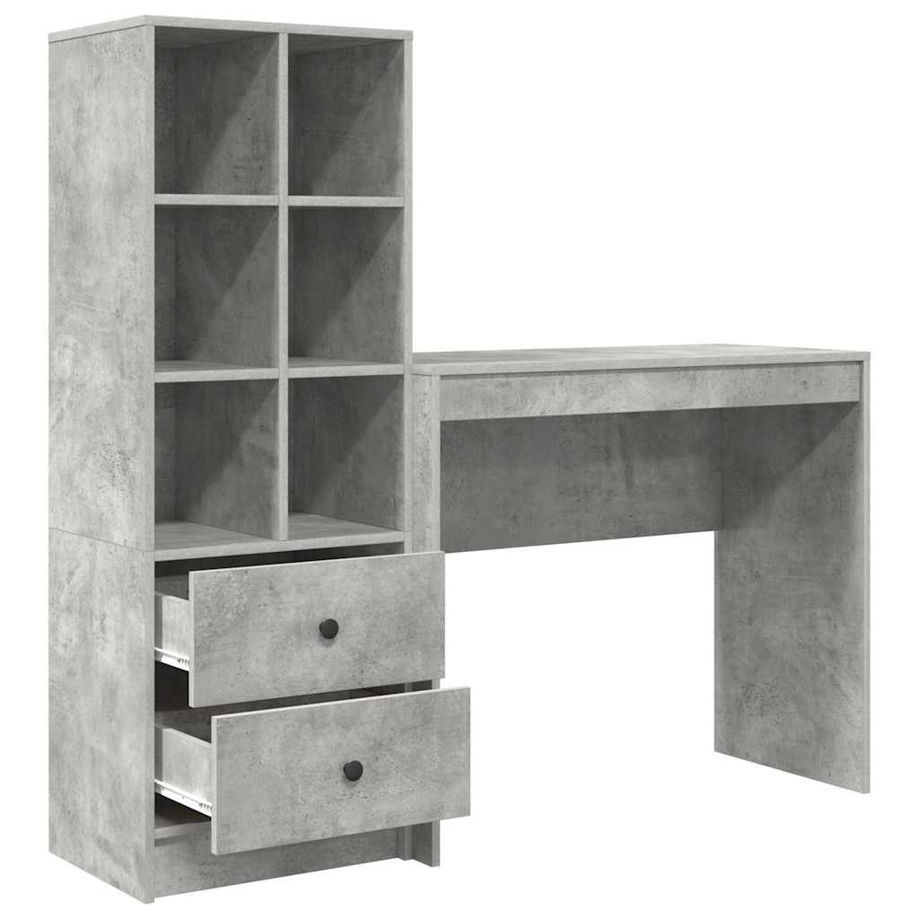 Schreibtisch mit Stauraum 2 pcs Beton Grau 90 x 40 x 76 cm