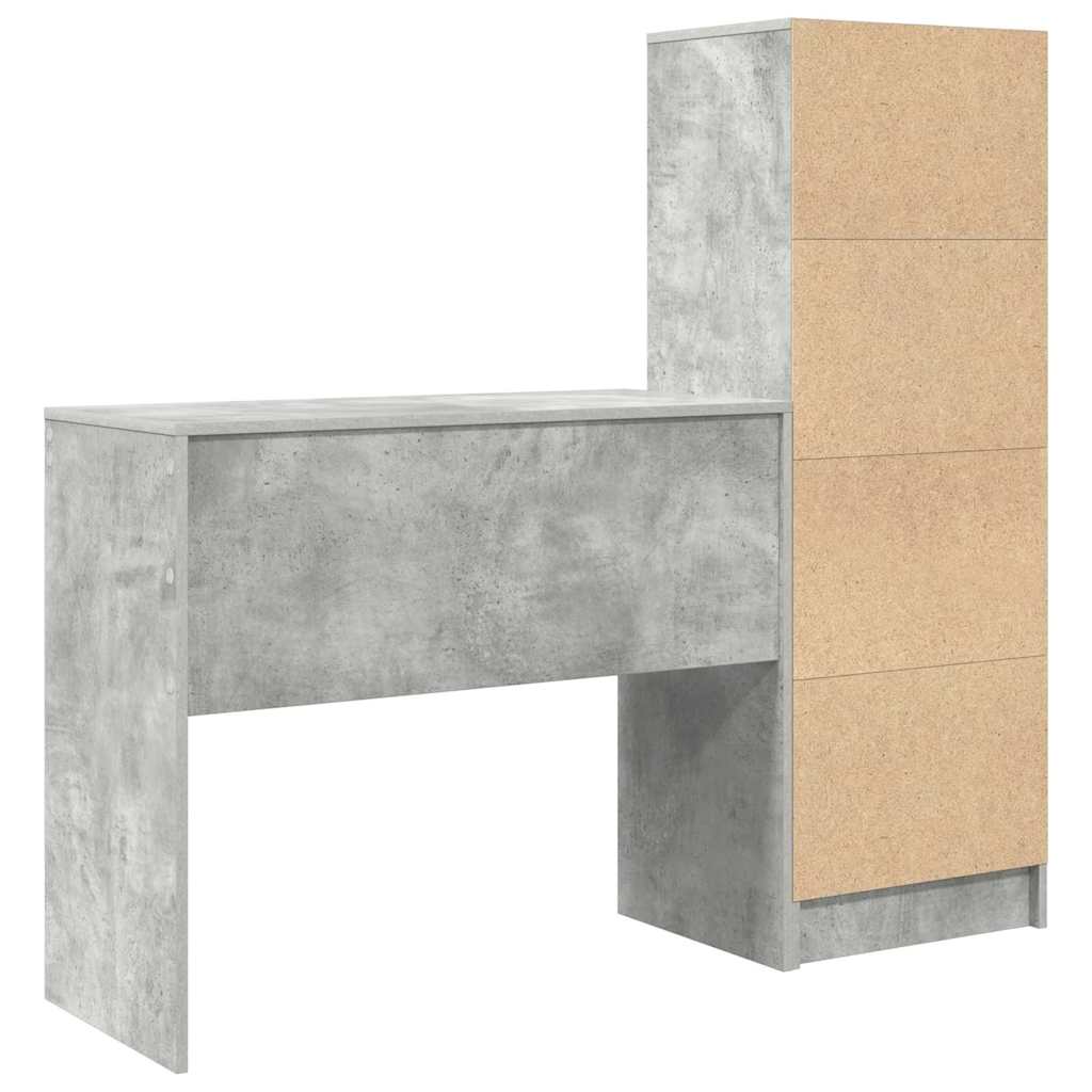 Schreibtisch mit Stauraum 2 pcs Beton Grau 90 x 40 x 76 cm