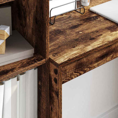 Schreibtisch mit Stauraum mit Regal 2 pcs Geräucherte Eiche