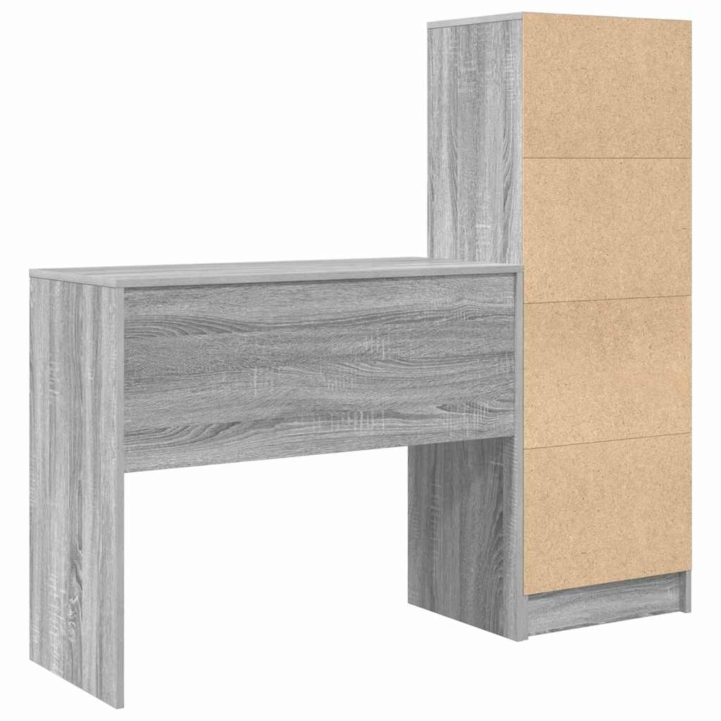 Schreibtisch mit Stauraum 2 pcs Grau Sonoma 90 x 40 x 76 cm