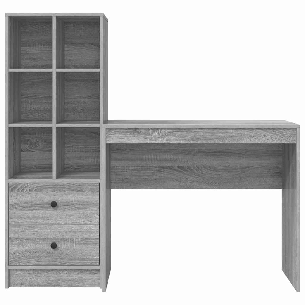 Schreibtisch mit Stauraum 2 pcs Grau Sonoma 90 x 40 x 76 cm