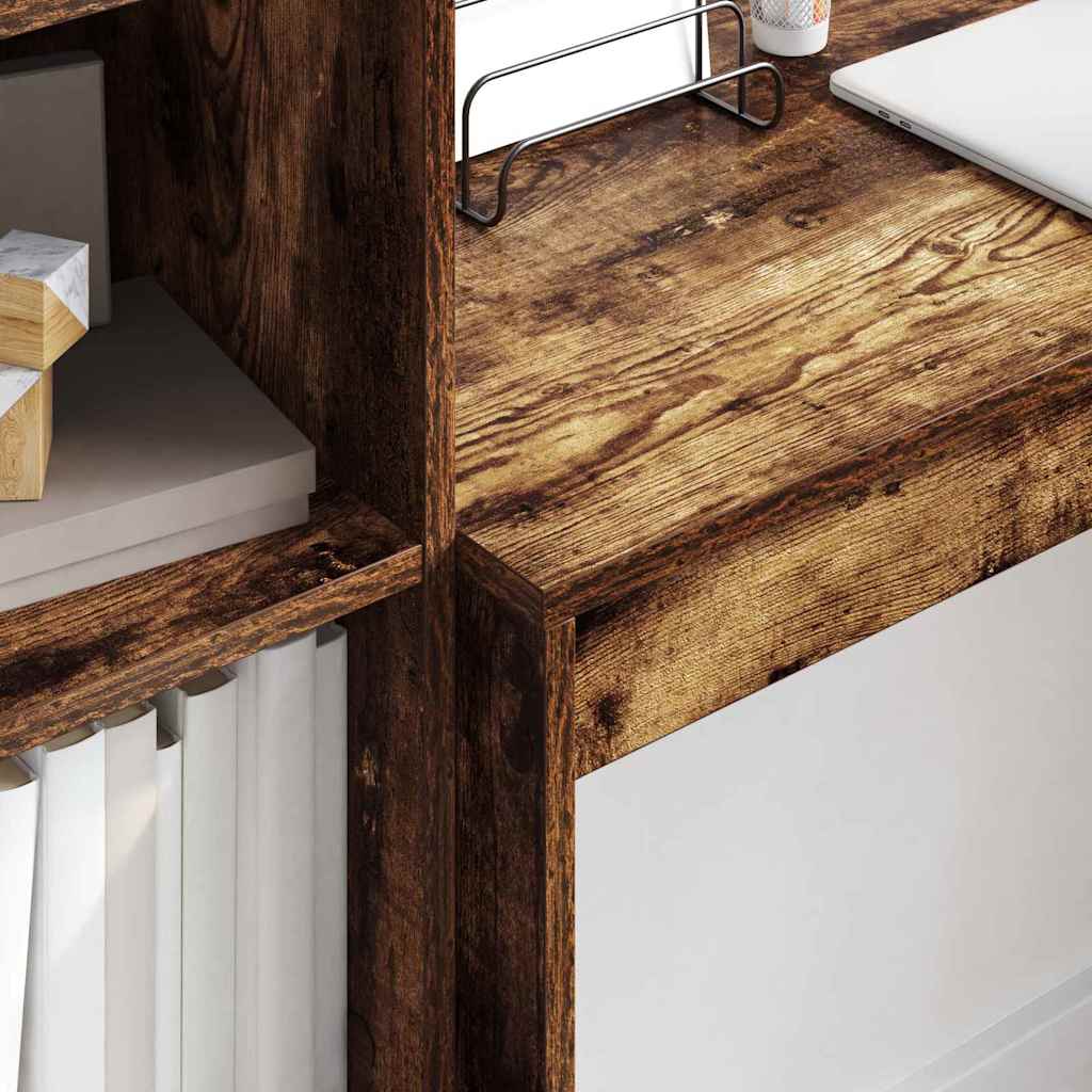 Schreibtisch mit Stauraum mit Regal 2 pcs Geräucherte Eiche