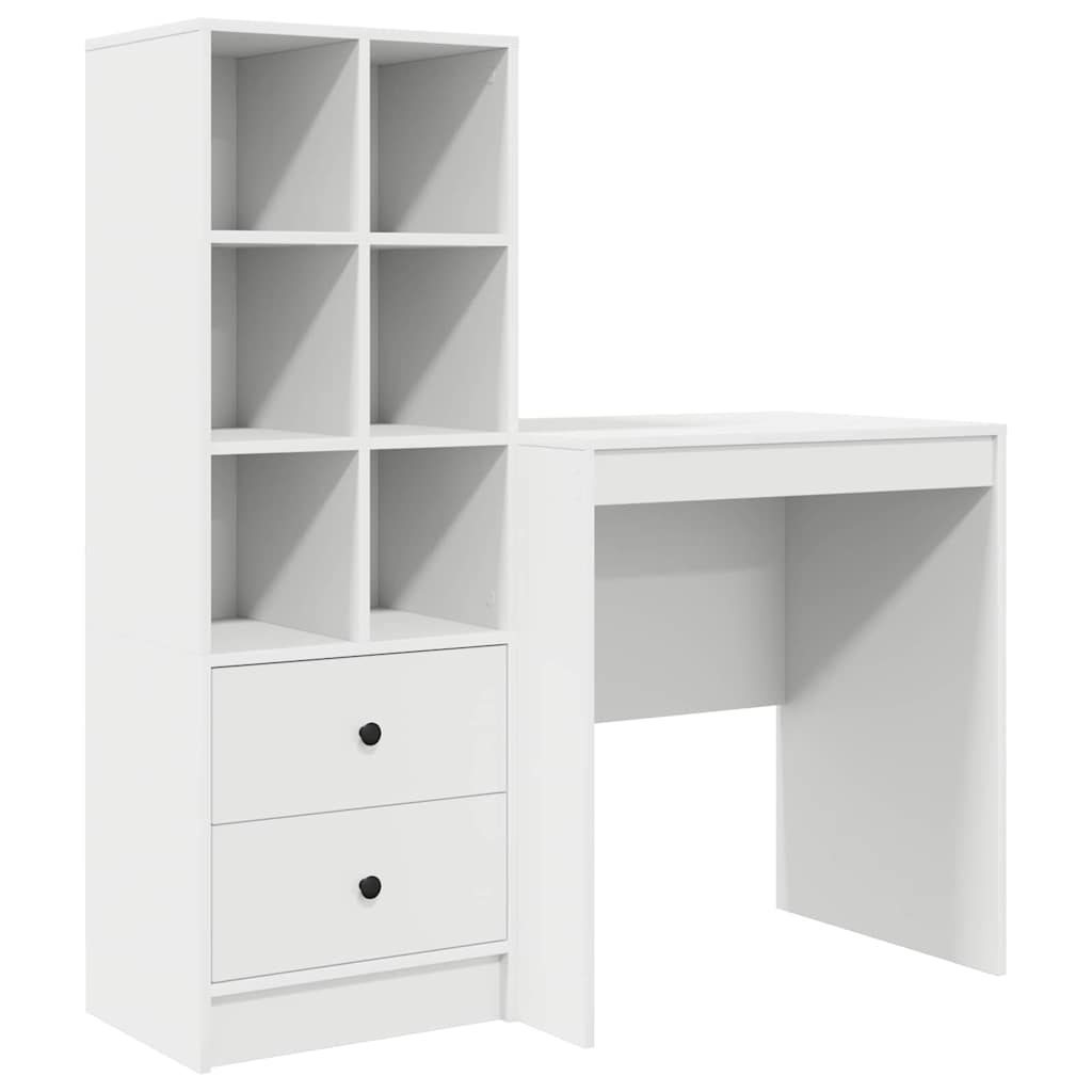 Schreibtisch mit Stauraum mit Regal 2 pcs Weiß 70 x 50 x 76 cm