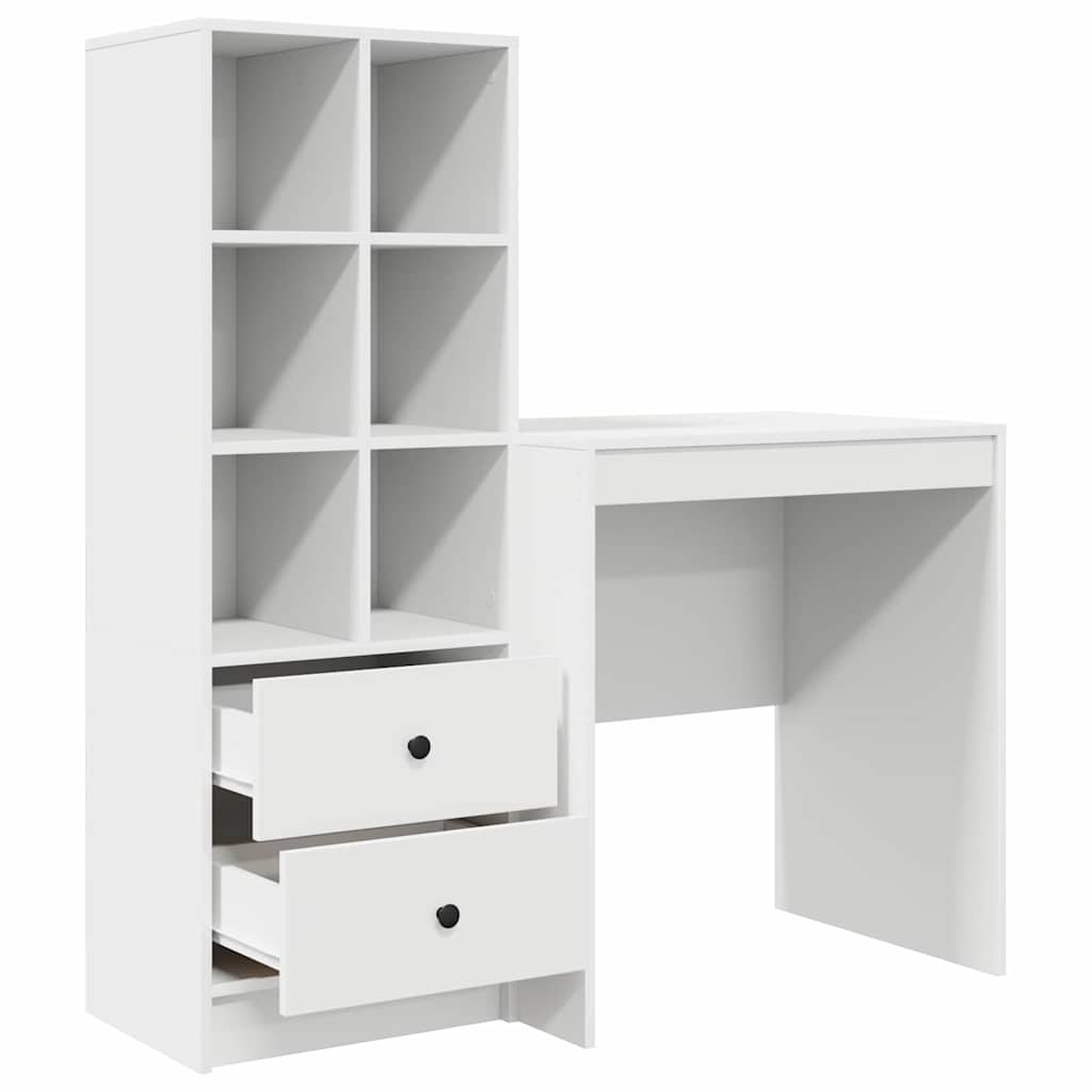 Schreibtisch mit Stauraum mit Regal 2 pcs Weiß 70 x 50 x 76 cm