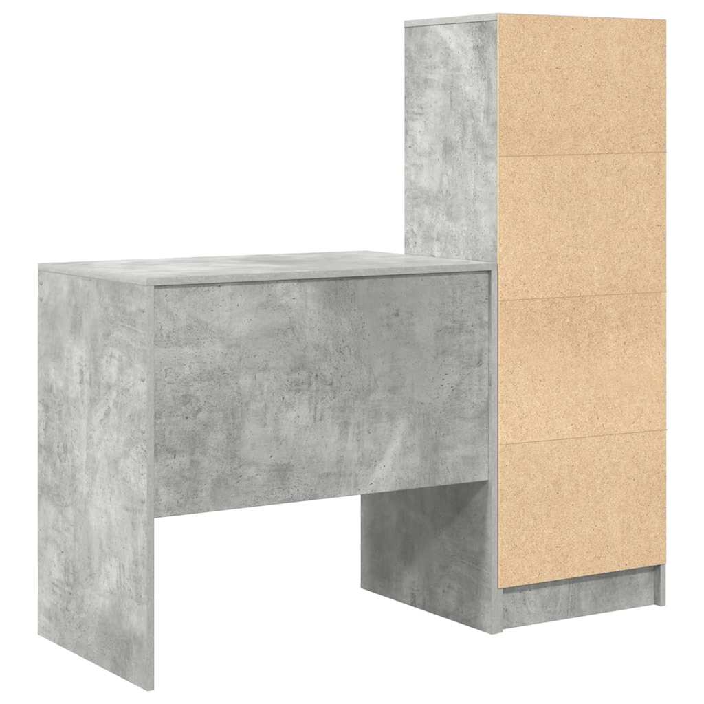 Schreibtisch mit Stauraum 2 pcs Beton Grau 80 x 50 x 76 cm