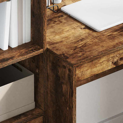 Schreibtisch mit Stauraum mit Regal 2 pcs Geräucherte Eiche