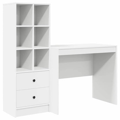 Schreibtisch mit Stauraum mit Regal 2 pcs Weiß 90 x 50 x 76 cm