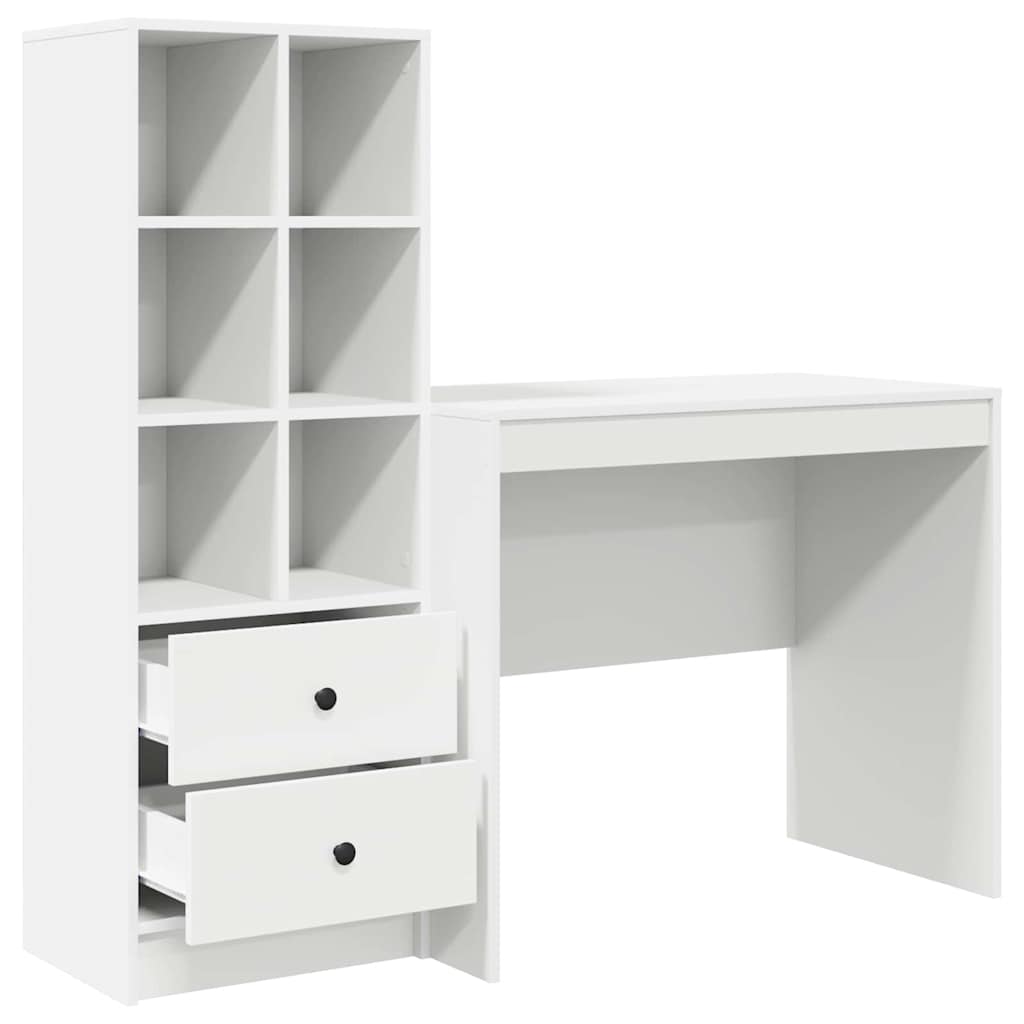 Schreibtisch mit Stauraum mit Regal 2 pcs Weiß 90 x 50 x 76 cm